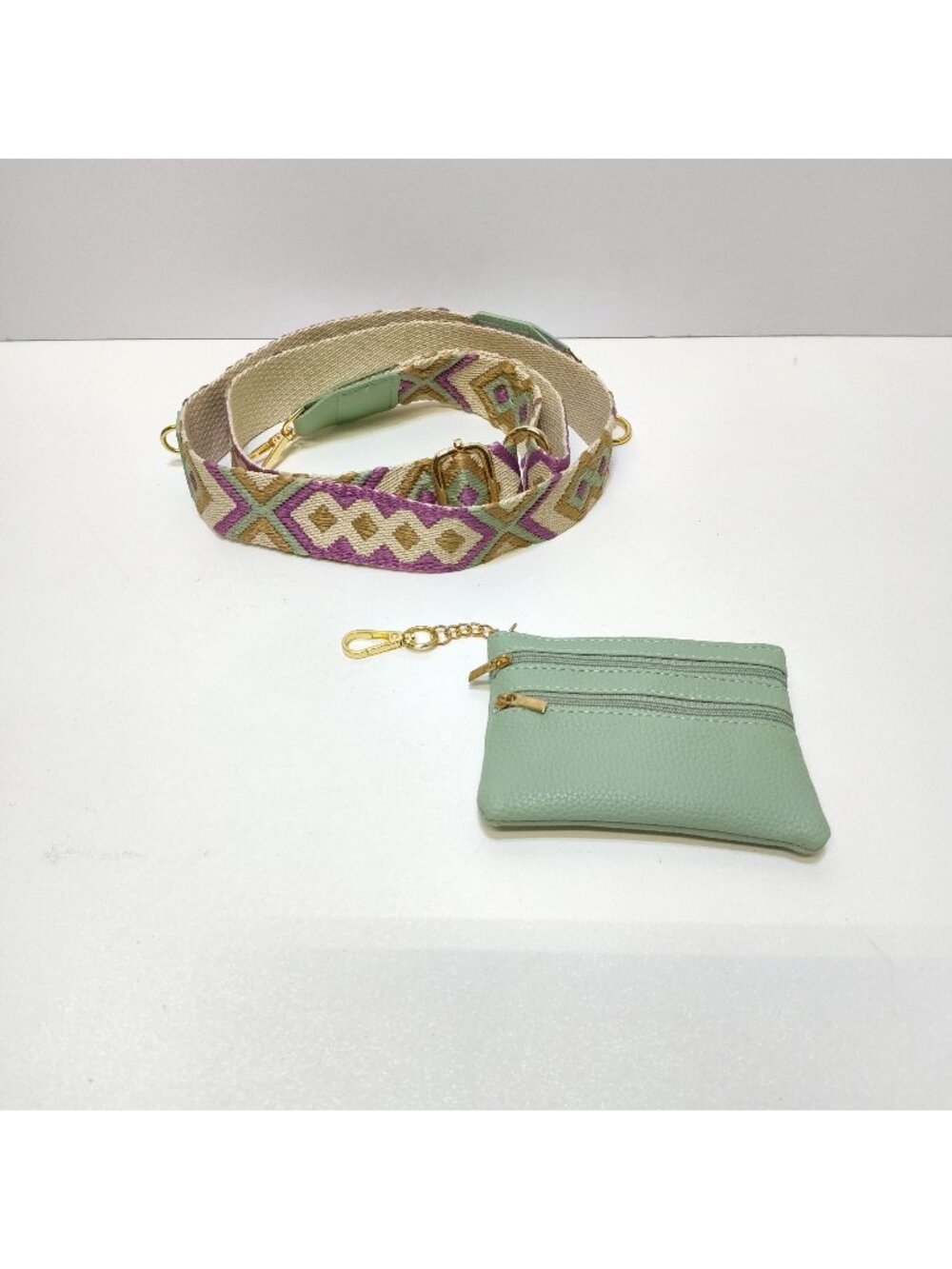 SUNONESIE Clip & Go Phone Strap Faux Leather Zipper Pouch Adjustable Woven Strap